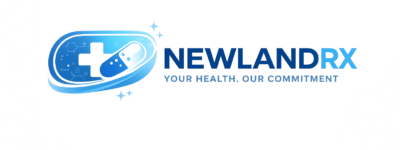 Newlands RX pharmaceutical supplier logo with capsule and medical cross icon